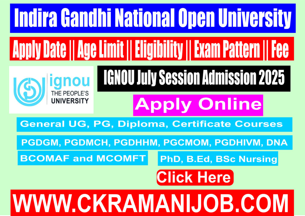 IGNOU July Session Admission 2025