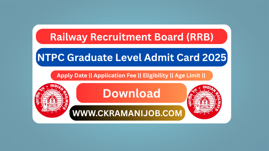 RRB NTPC Graduate Level Exam 2025 Admit Card