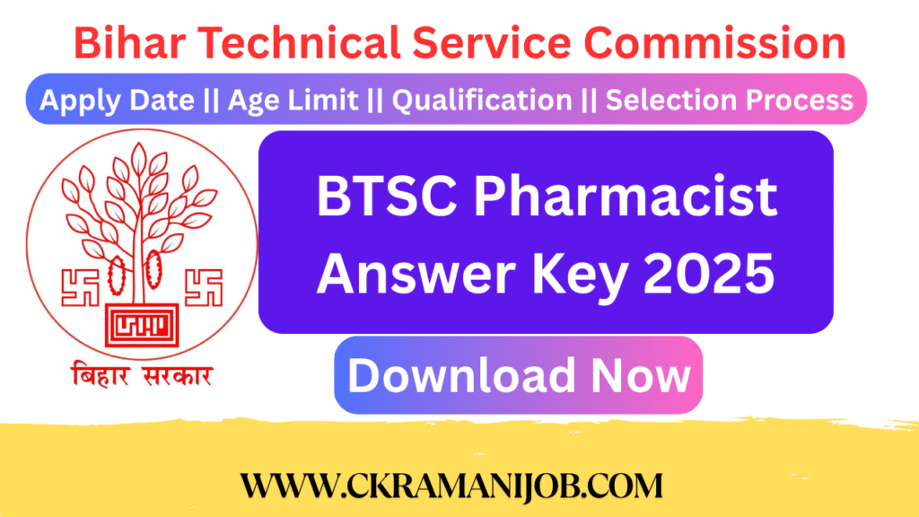BTSC Pharmacist Answer Key 2025