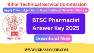 BTSC Pharmacist Answer Key 2025